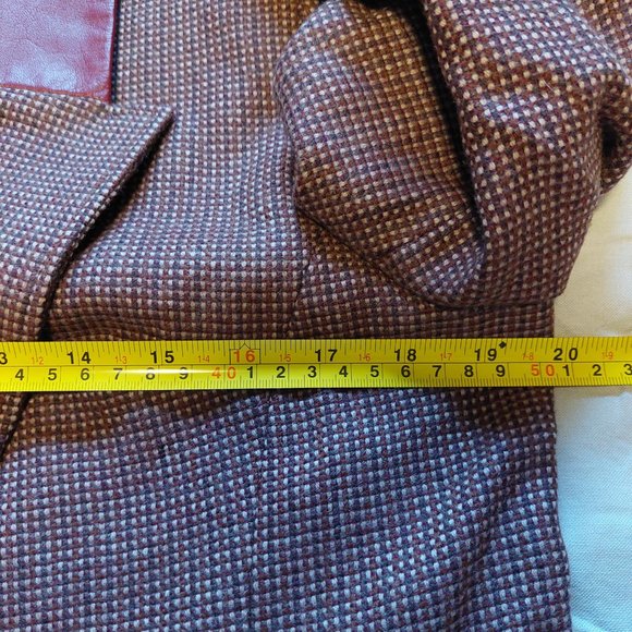 Robert Chayenko Paris 80's Wool/Leather Brown Skirt Suit Set (Size L) - Picture 10 of 14